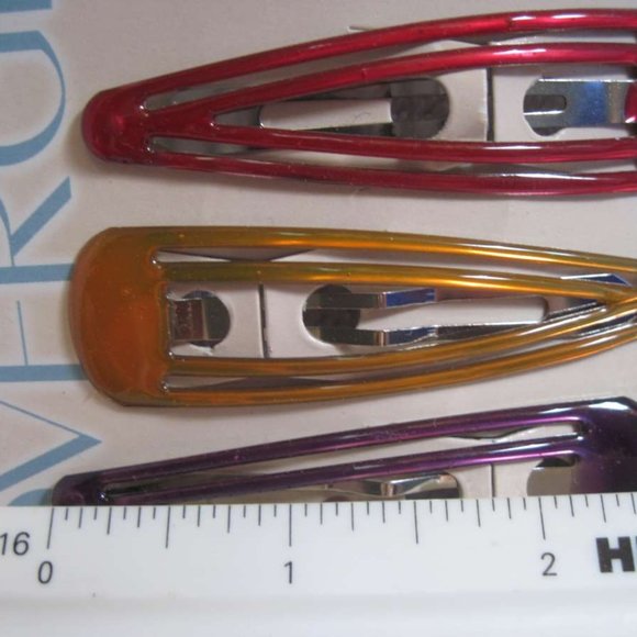 6 Covergirl Goody 2.5" Epoxy Covered Double Bar Hair Snap Clip Contour Barrettes - Picture 4 of 6